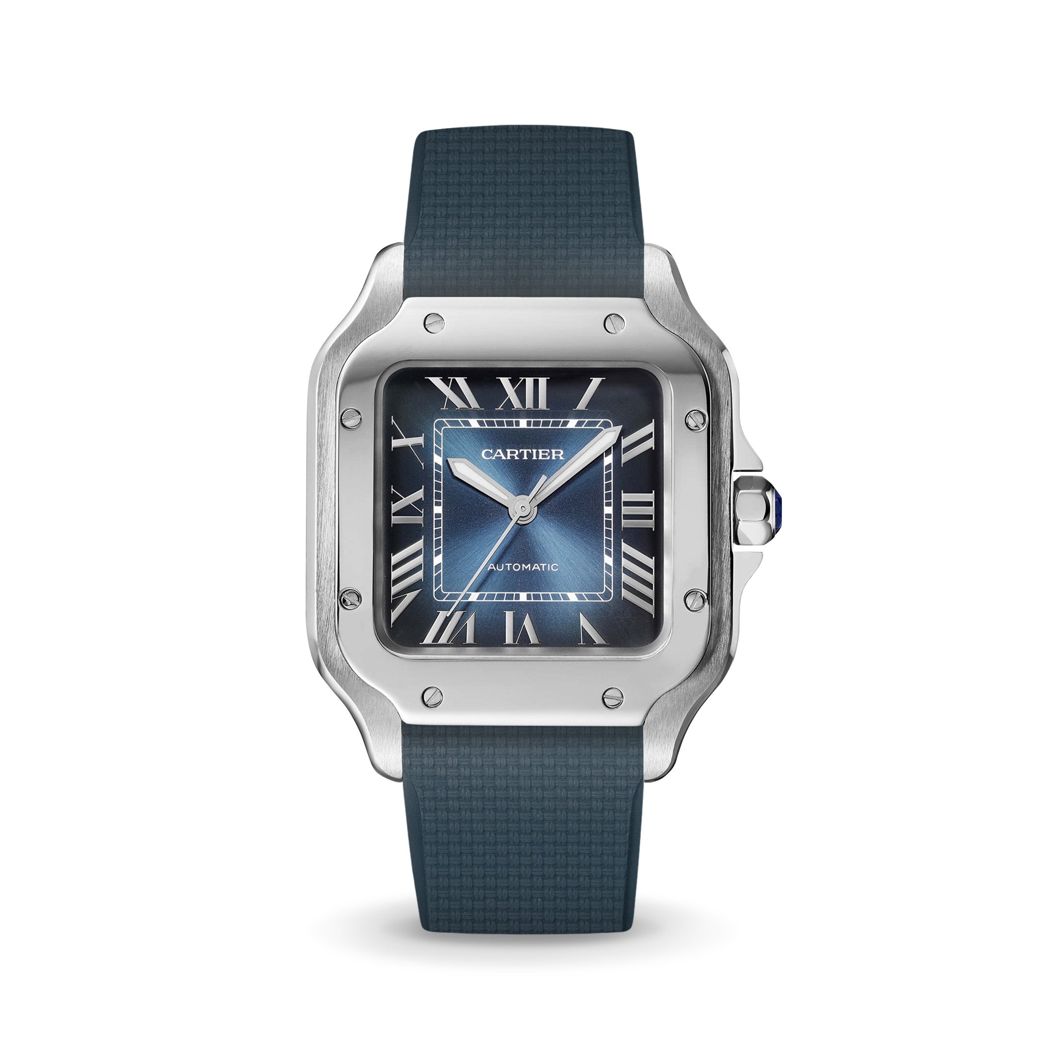 Navy Sailcloth CTS Rubber Strap for Cartier Santos de Cartier – Delugs