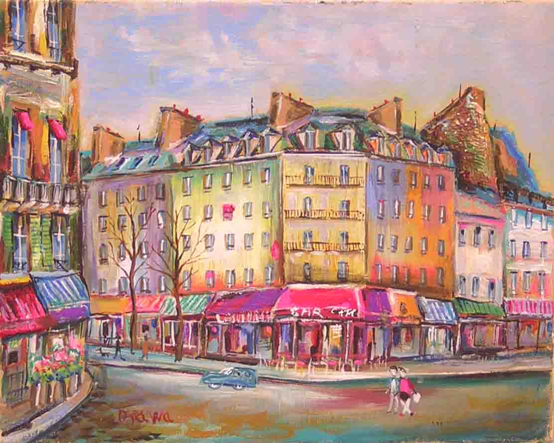 小澤勇寿朗 油絵 F20号キャンバス、木枠 パリの街 サイン入り真作