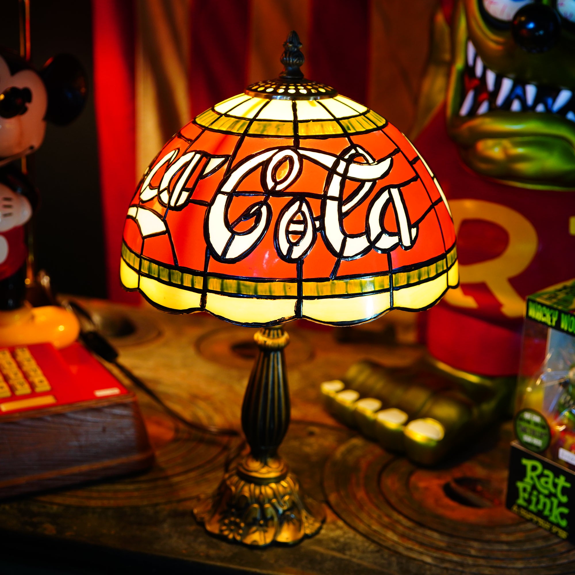 コカコーラ ステンドグラス調 電話機 コーラ アメリカ アンティーク