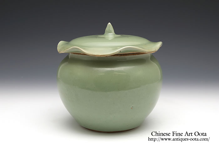 中国 仿古 青磁 鴨 蓋物