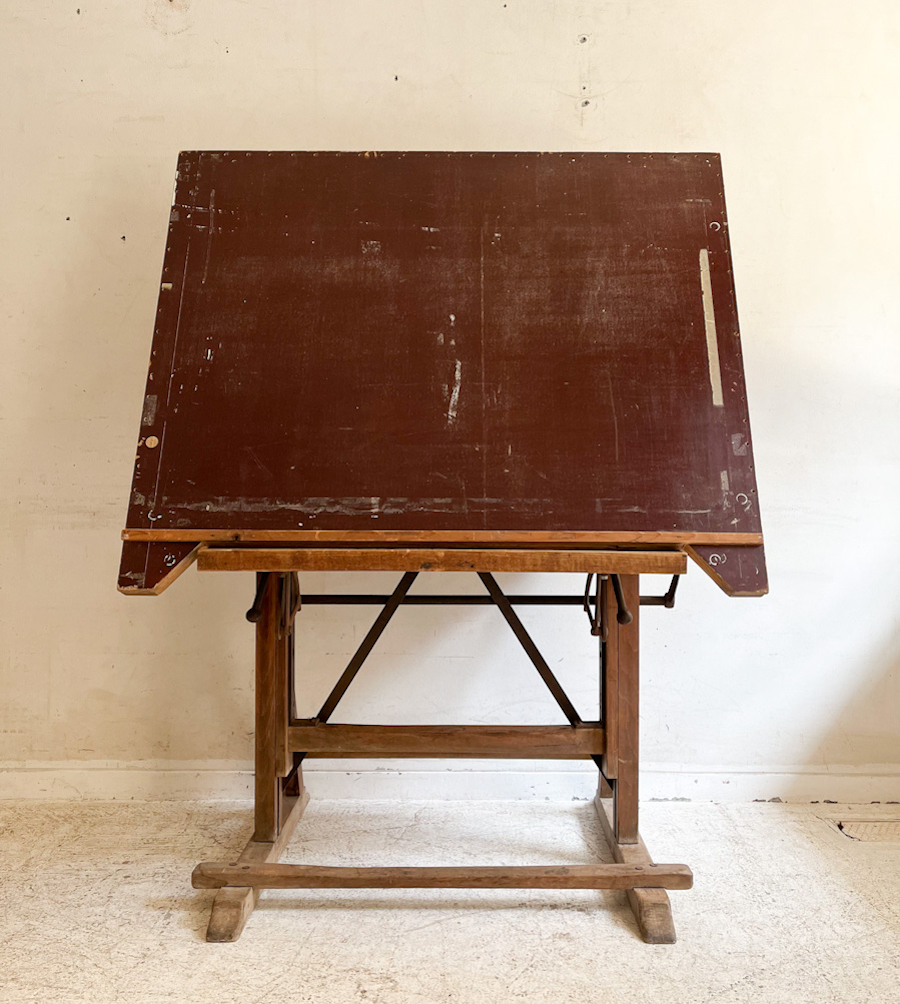 ✦昭和レトロ✦ アンティーク 製図机 ドラフティングデスク 木製