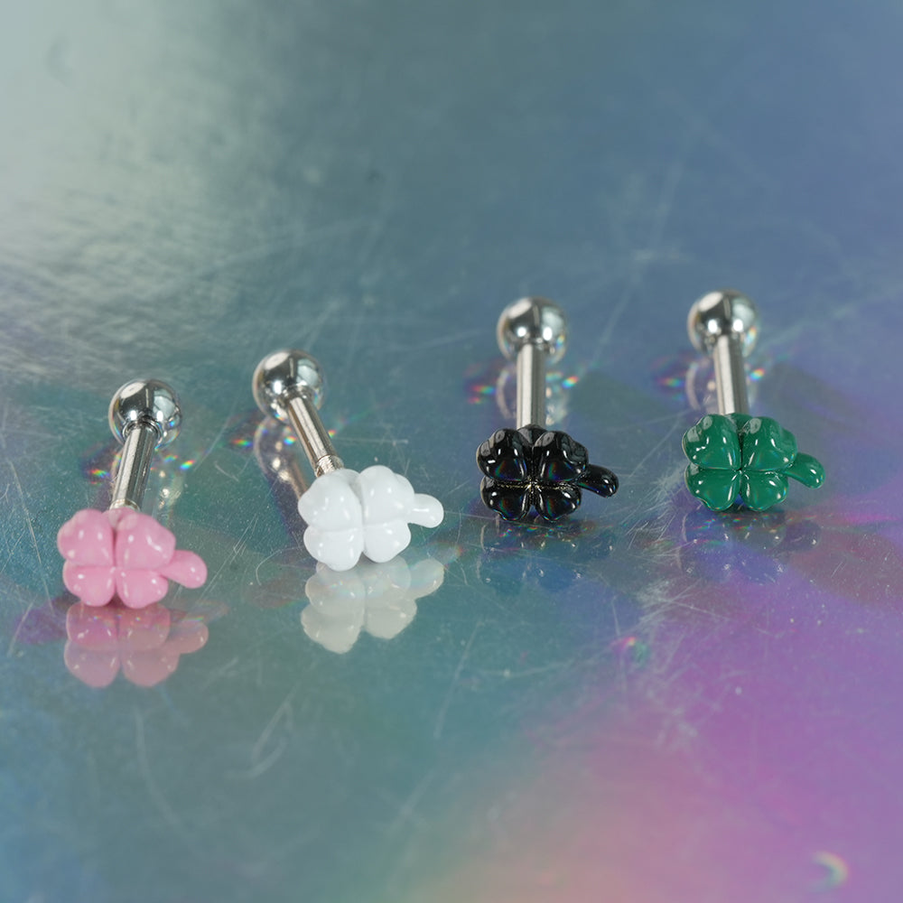 サージカル]ぷっくり エポキシ クローバー ピアス (4Color) 16G