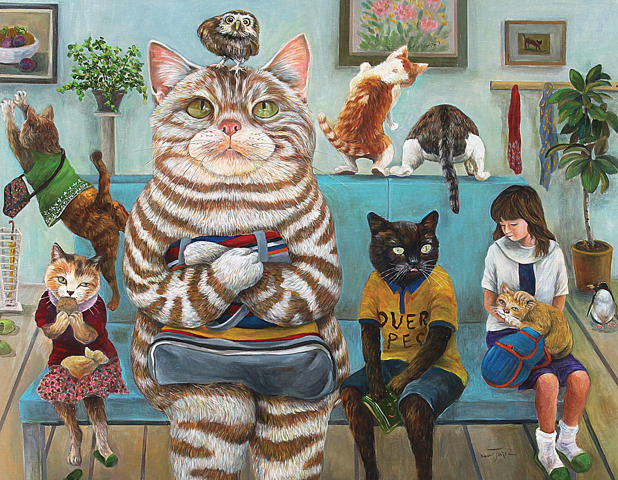 オーダー作品 自作絵画 ふたごのネコ 猫の絵 田嶋香里（TAJIMA KAORI