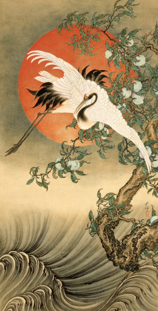 岡田櫻邨「鷺図」絹本、日本画 岡田櫻邨「鷺図」絹本、日本画 岡田櫻邨