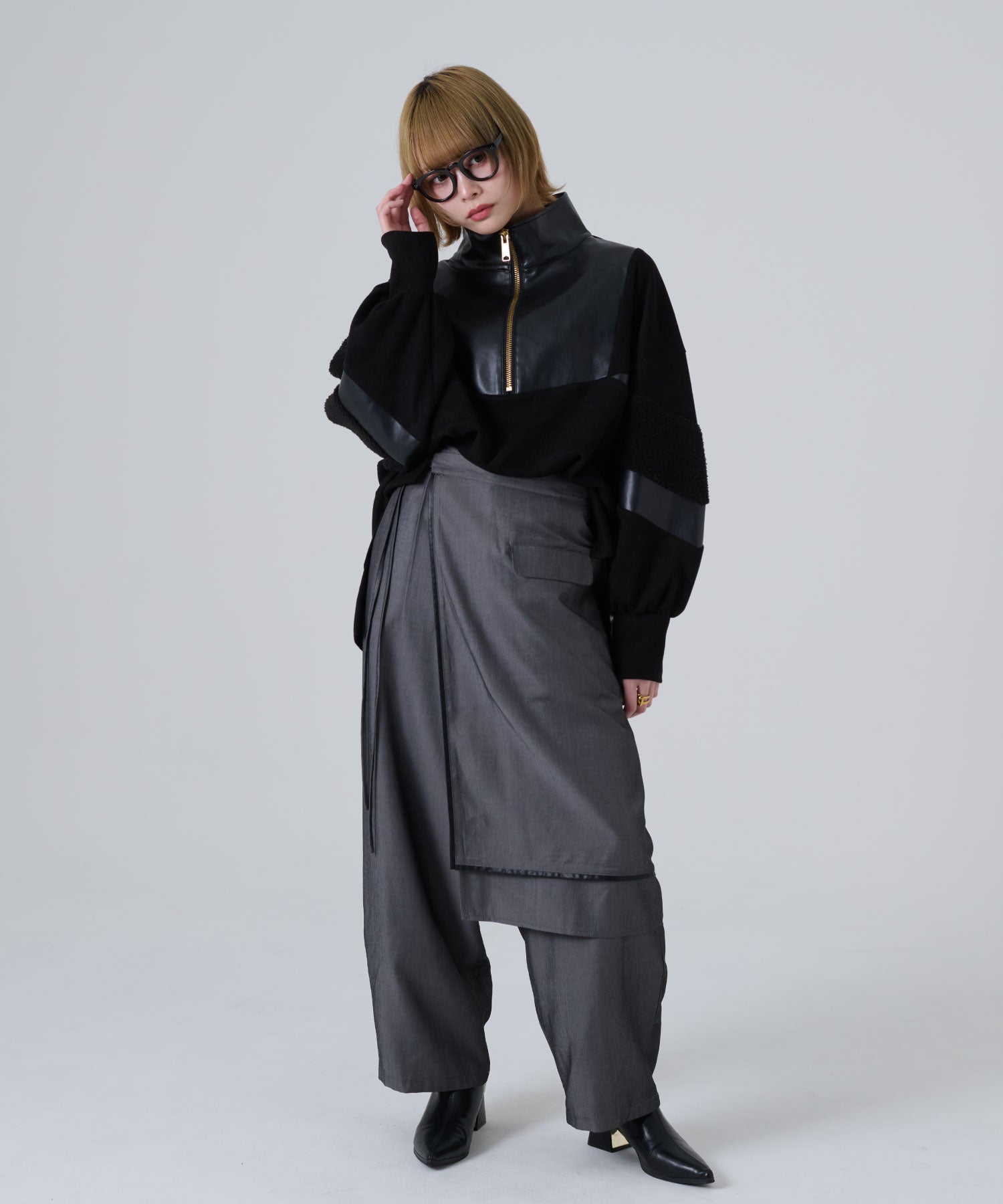 レイヤードワイドパンツ