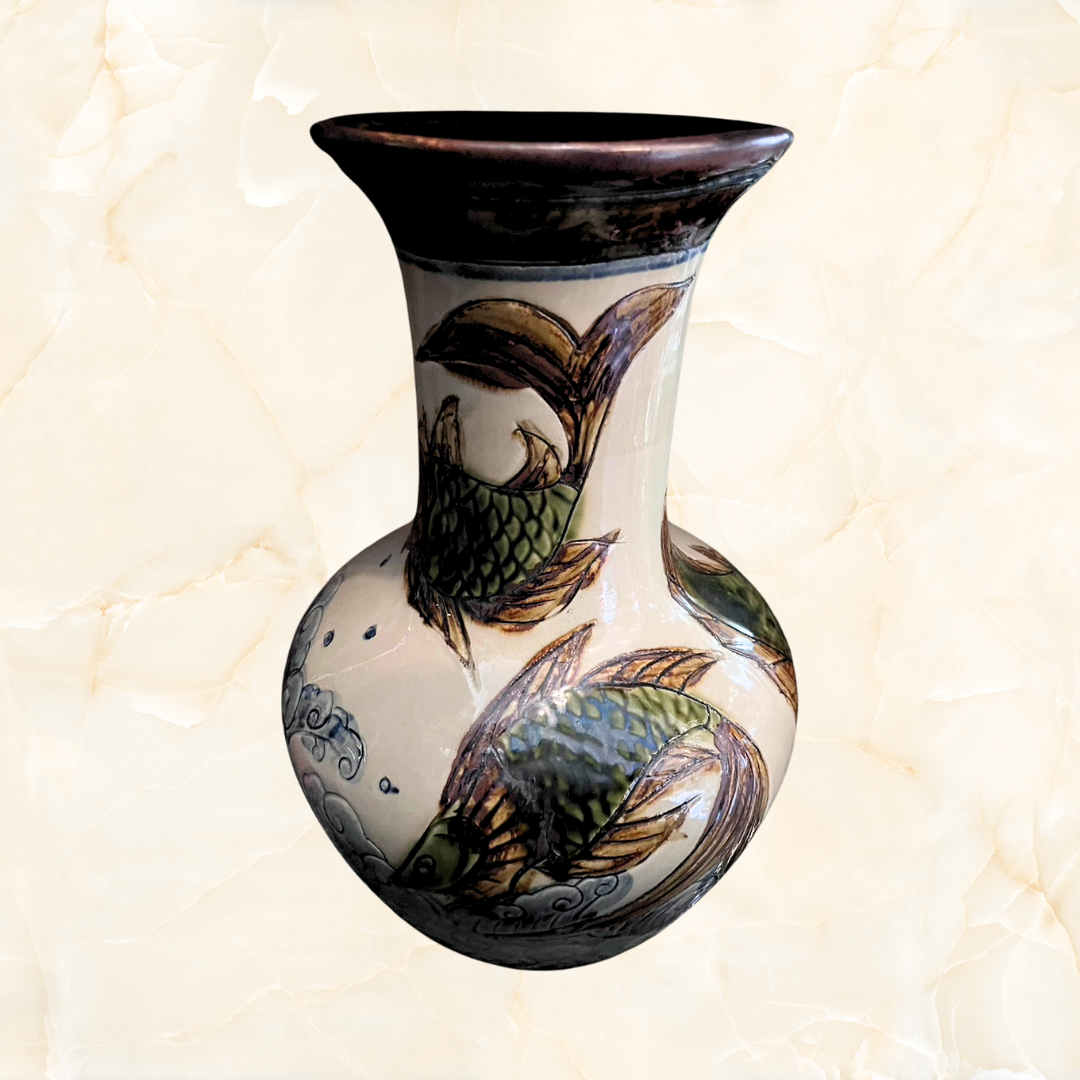 琉球 沖縄 壺屋焼 【故】島袋常明作 エジプト紋壺 やちむん ヤチムン 民芸