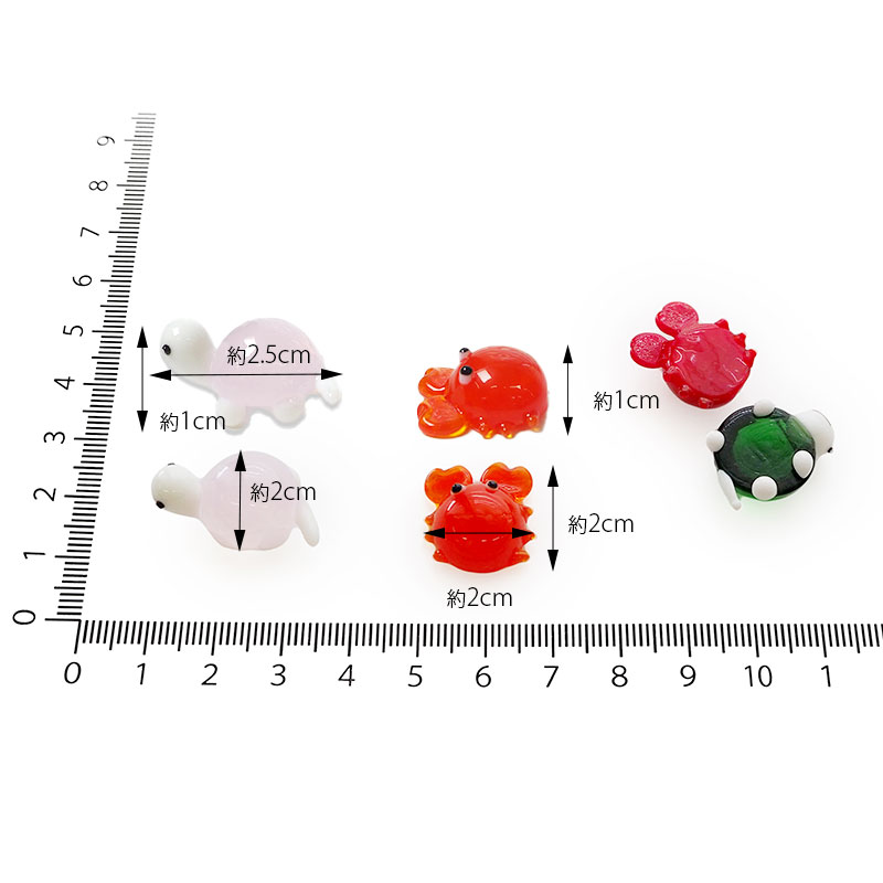 楽天市場】装飾 ガラスパーツ かめ かに デコ デコパーツ