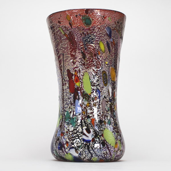 紫とオレンジのガラス花瓶 ムラノグラスアート イタリア製 クリスマス