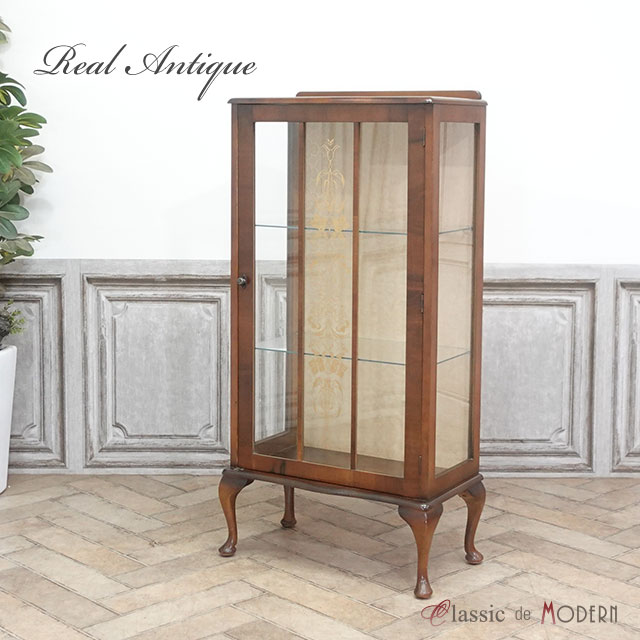 骨董市購入ホワイト木製ガラスケース シャビーアンティーク 骨董市購入