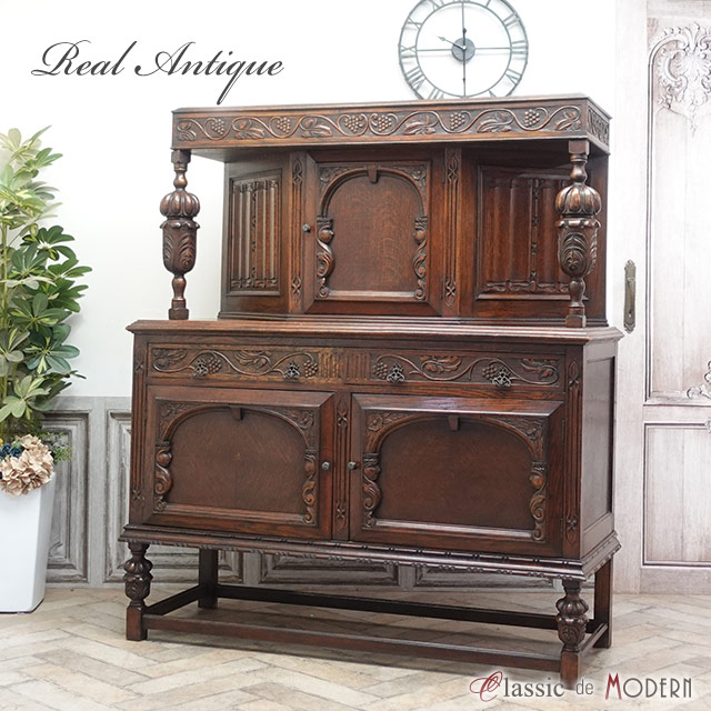 英国アンティーク木製サイドボード/キャビネット机テーブル/チェスト