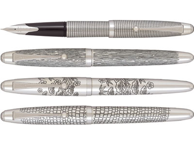 PILOT silver万年筆 メタリック格子模ケース付き PILOT silver万年筆