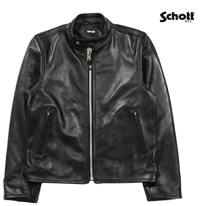 ウ*マ様 極美品/XL✨Schott ライダースジャケット シングル　羊革　黒 楽天市場】ショット SCHOTT 643 当店別注 襟付き シングルライダース