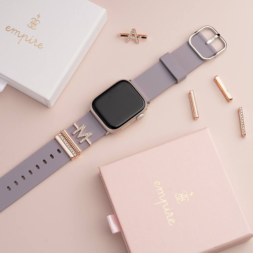 AppleWatch専用ピンクサファイア&シルバー925製チャーム&ラバーバンド