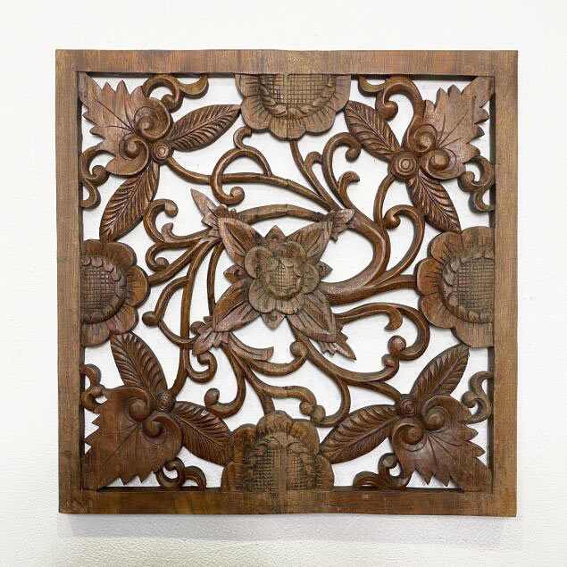 木彫工芸品 花鳥図 透かし彫り 金塗り オブジェ アンティーク