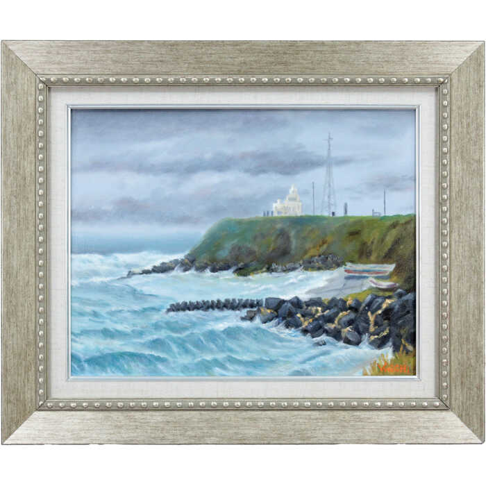 F10「納沙布岬灯台」油彩画 油絵 絵画 アート