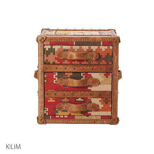 ストーニーハースト スモール ランプテーブル HALO 本革 牛革張り収納茶