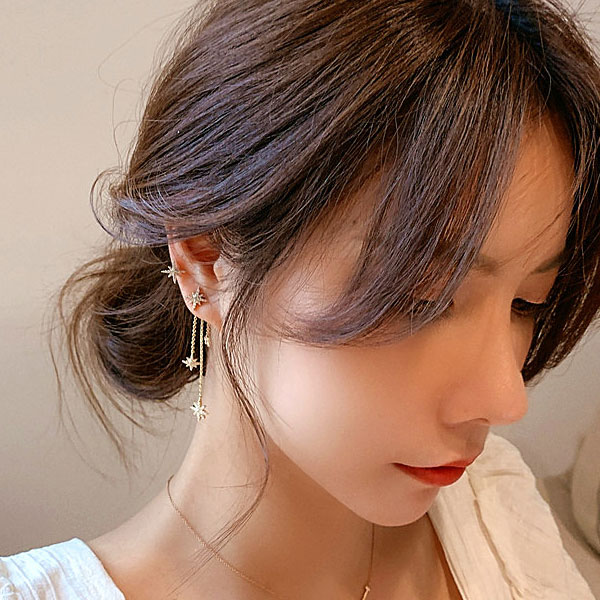 楽天市場】【1000円均一】星 スターロングチェーンピアス