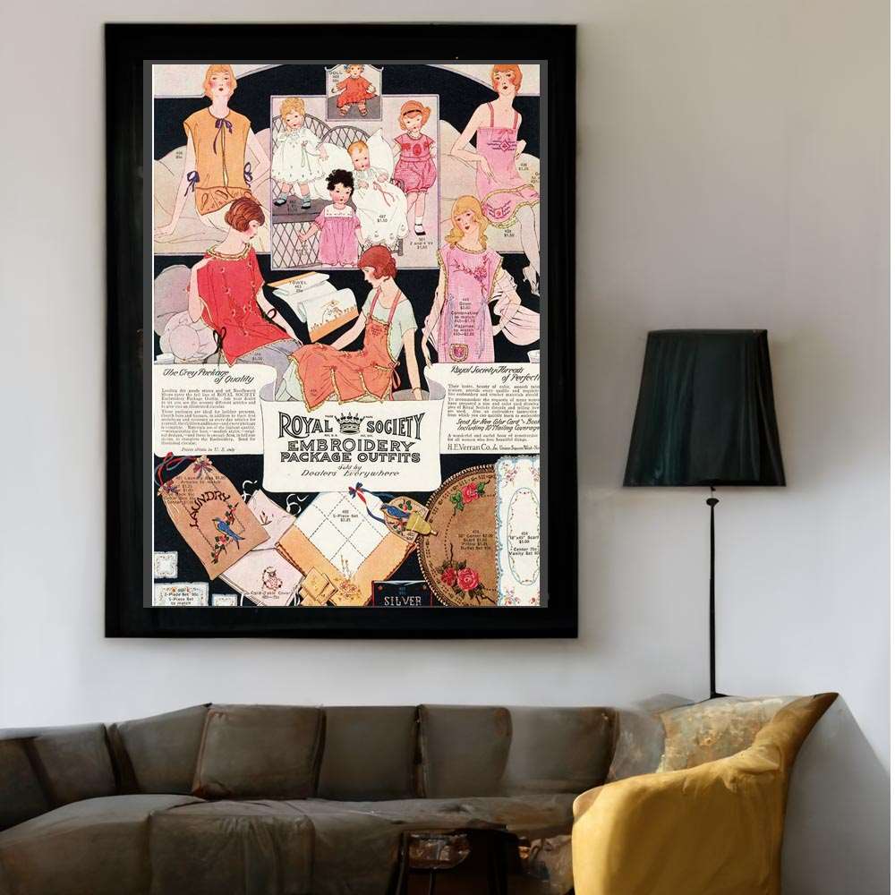 楽天市場】海外 ビンテージ ポスター Royal Society Embroidery