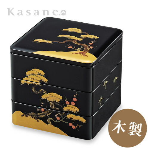 楽天市場】三段重 黒内朱 松竹梅蒔絵 送料無料 日本製 お正月 迎春