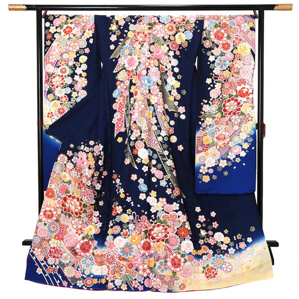 楽天市場】(卒業式応援Point10倍 2/19迄) 未仕立て 振袖 単品 「鉄紺色