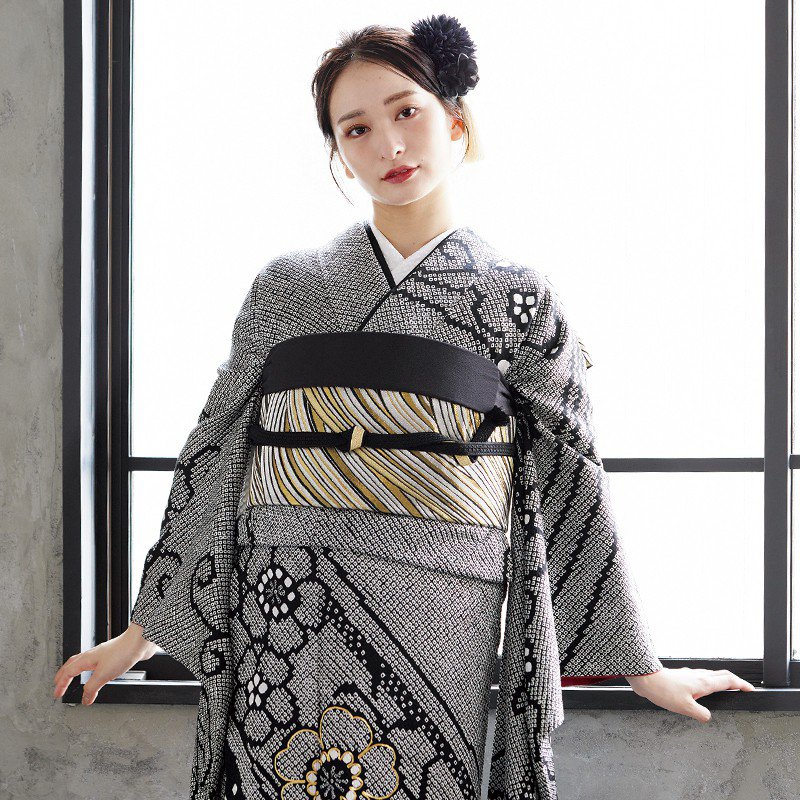 楽天市場】【振袖 レンタル】 結婚式 結納R534 正絹 黒 総絞り金駒桜