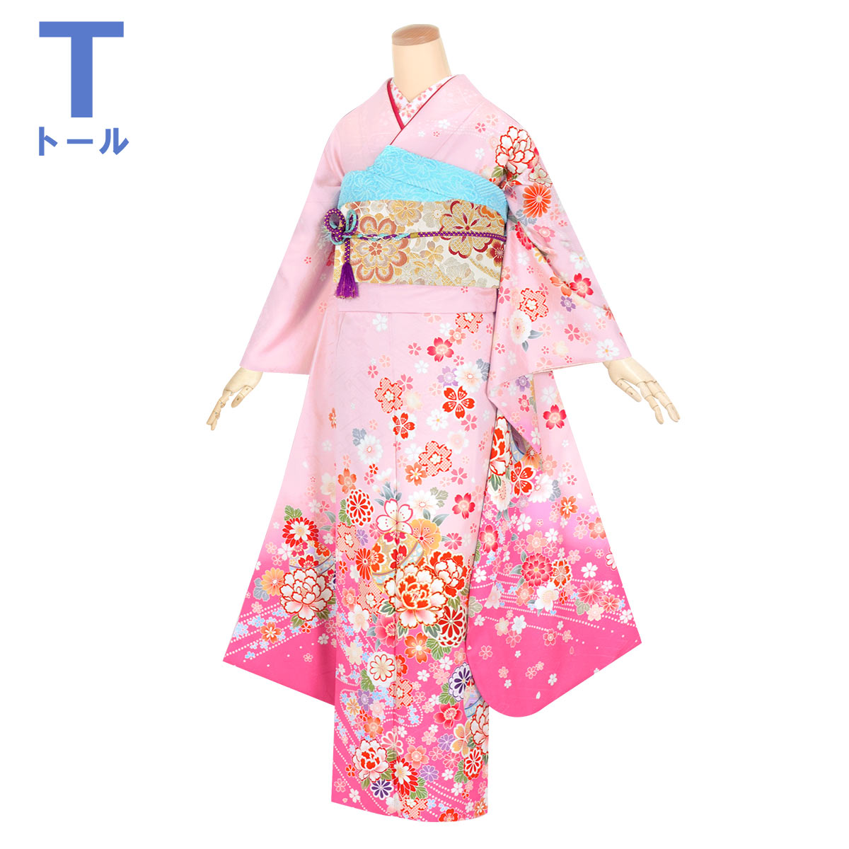 楽天市場】【成人式 振袖 レンタル】RS1657 正絹 ピンク 牡丹に手毬文