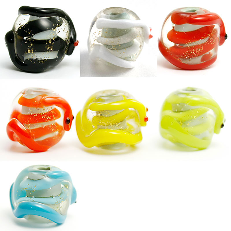 蛇の形状 ガラスアート 赤黄 蛇の形状 ガラスアート 赤黄