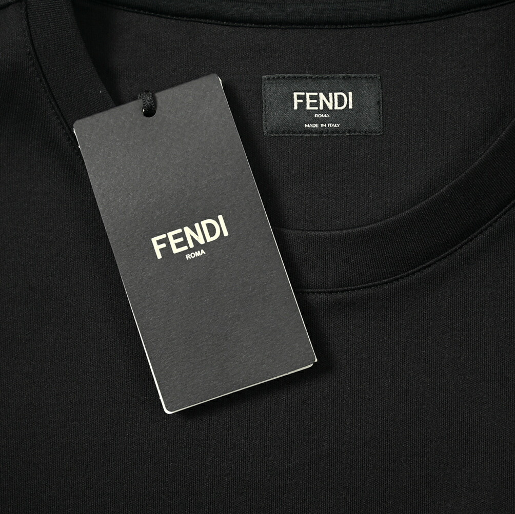 楽天市場】フェンディ FENDI ブラックコットンTシャツ クルーネック