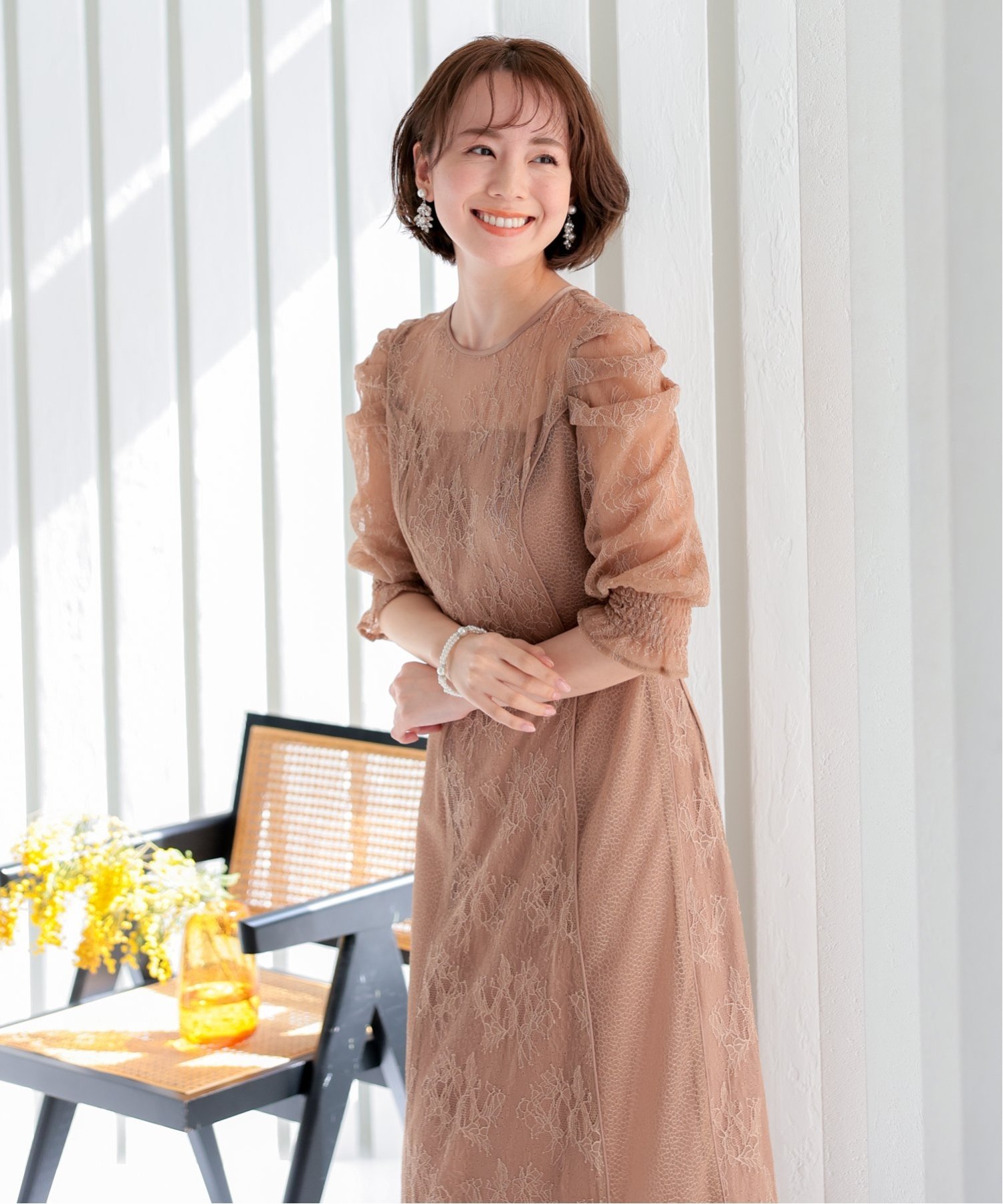 haremode｜【haremode ハレモード公式】異素材レース後ろ編み上げ