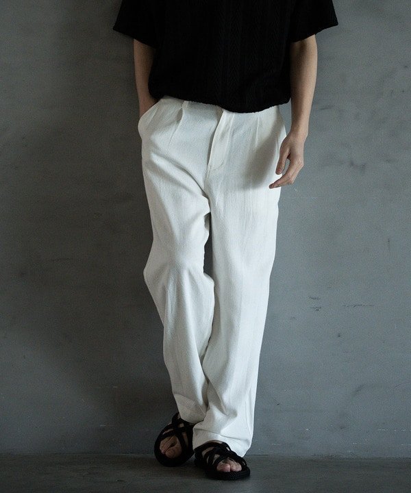 MEN'S BIGI｜リネン混ワンタックワイドテーパードパンツ | Rakuten