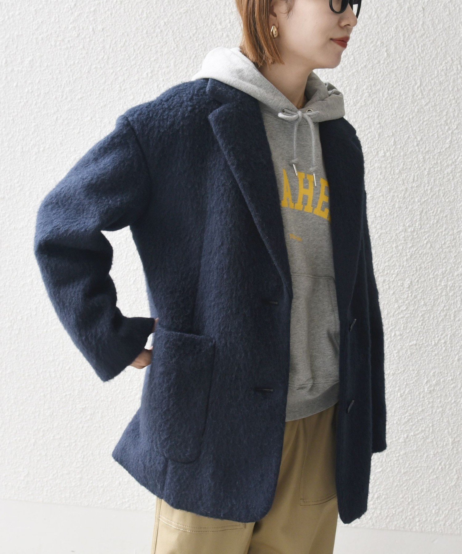 SHIPS｜SHIPS any: ウール ミックス シャギー シングル コート