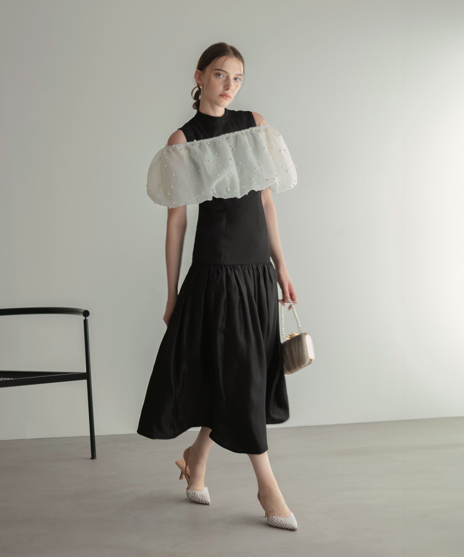 Leja｜LEJA-パールボレロオフショルダーAラインワンピースドレス 結婚