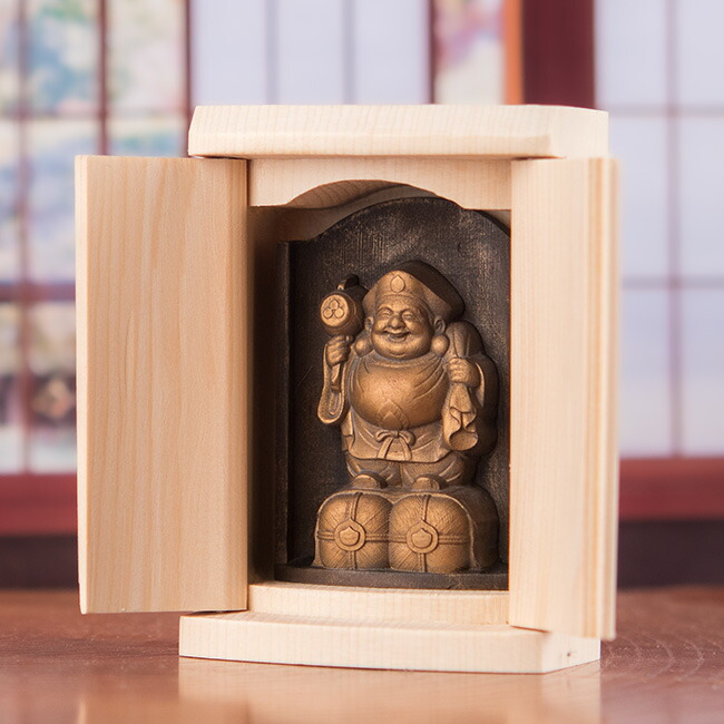 木彫り 置物 大黒天様 縁起物 木彫 大黒天像 置物 縁起物 在銘 N 8646A