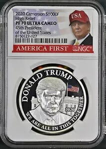 2020 カメルーン 【最高鑑定】2020 カメルーン トランプ大統領 銀貨