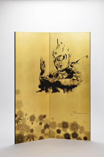 楽天市場】国産 日本製 屏風 四尺二曲金屏風 ウルトラセブン松竹梅 縁