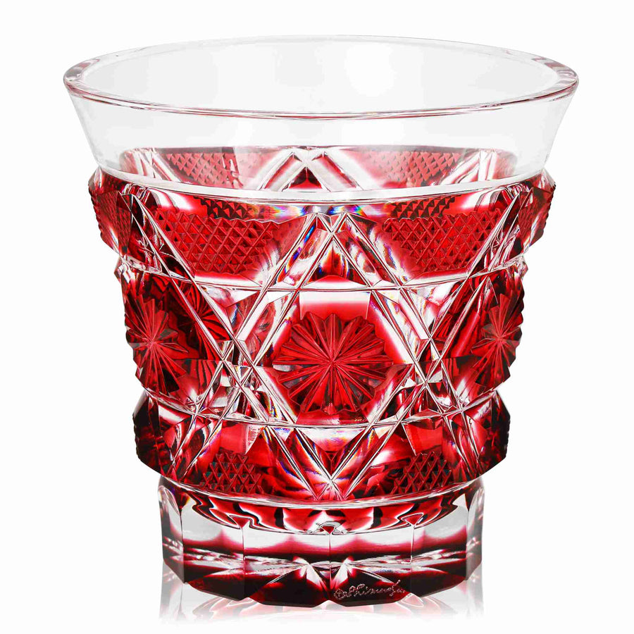 ウラン型吹きガラス ロックグラス 骨董 時代ガラス 希少 寸胴型 切子