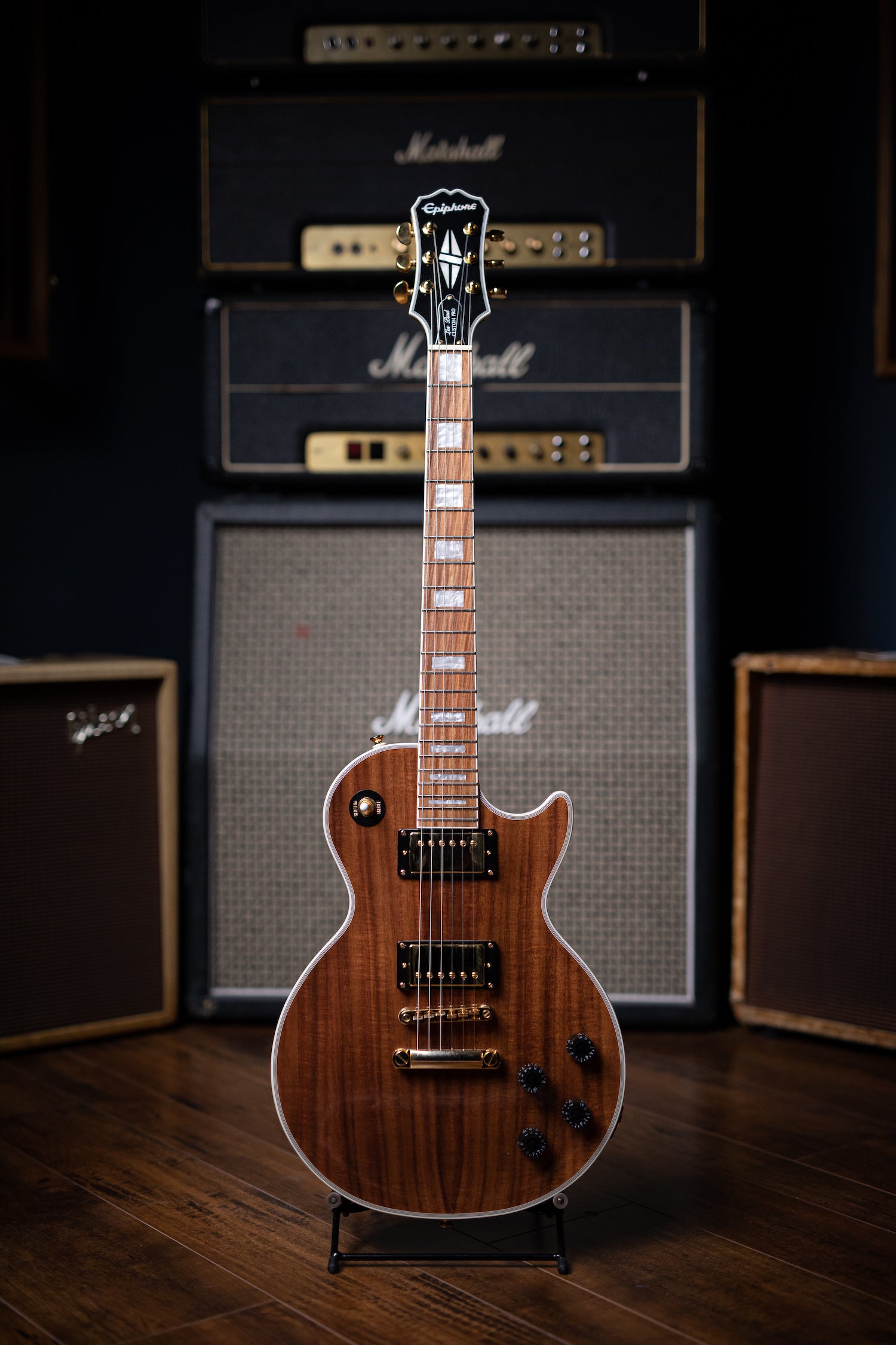 Epiphone Les Paul Custom Pro Koa Electric Guitar - Natural – Walt