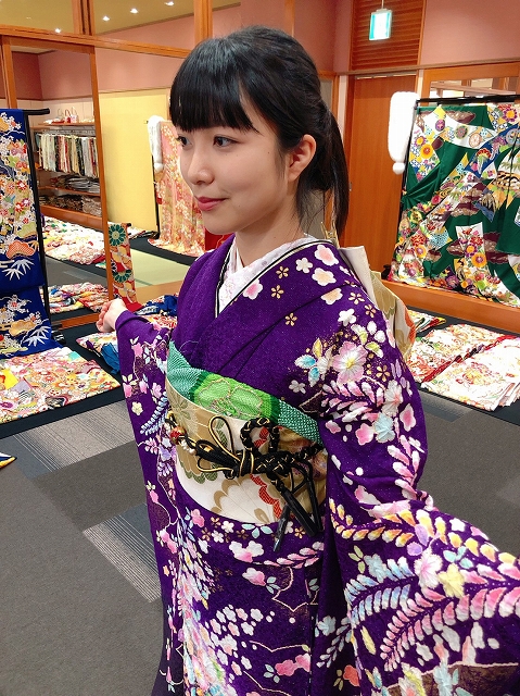 浜松市・K様の紫色の辻が花のお振袖！ | 浜松市の成人式振袖はきもの