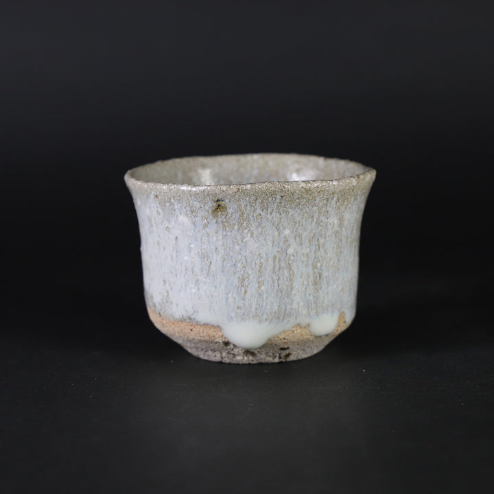 値下歓迎品 丸田宗彦 斑唐津彫ぐい呑 粉引ぐい呑 彦 粉引唐津ぐい呑