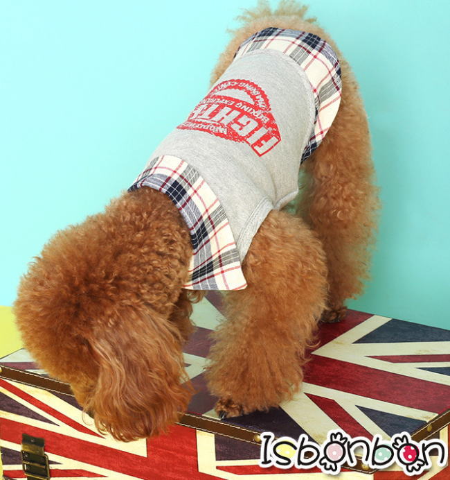 春】【Sale 2180円】【犬 服】チェックポイント重ね着風TEE【ISBONBON