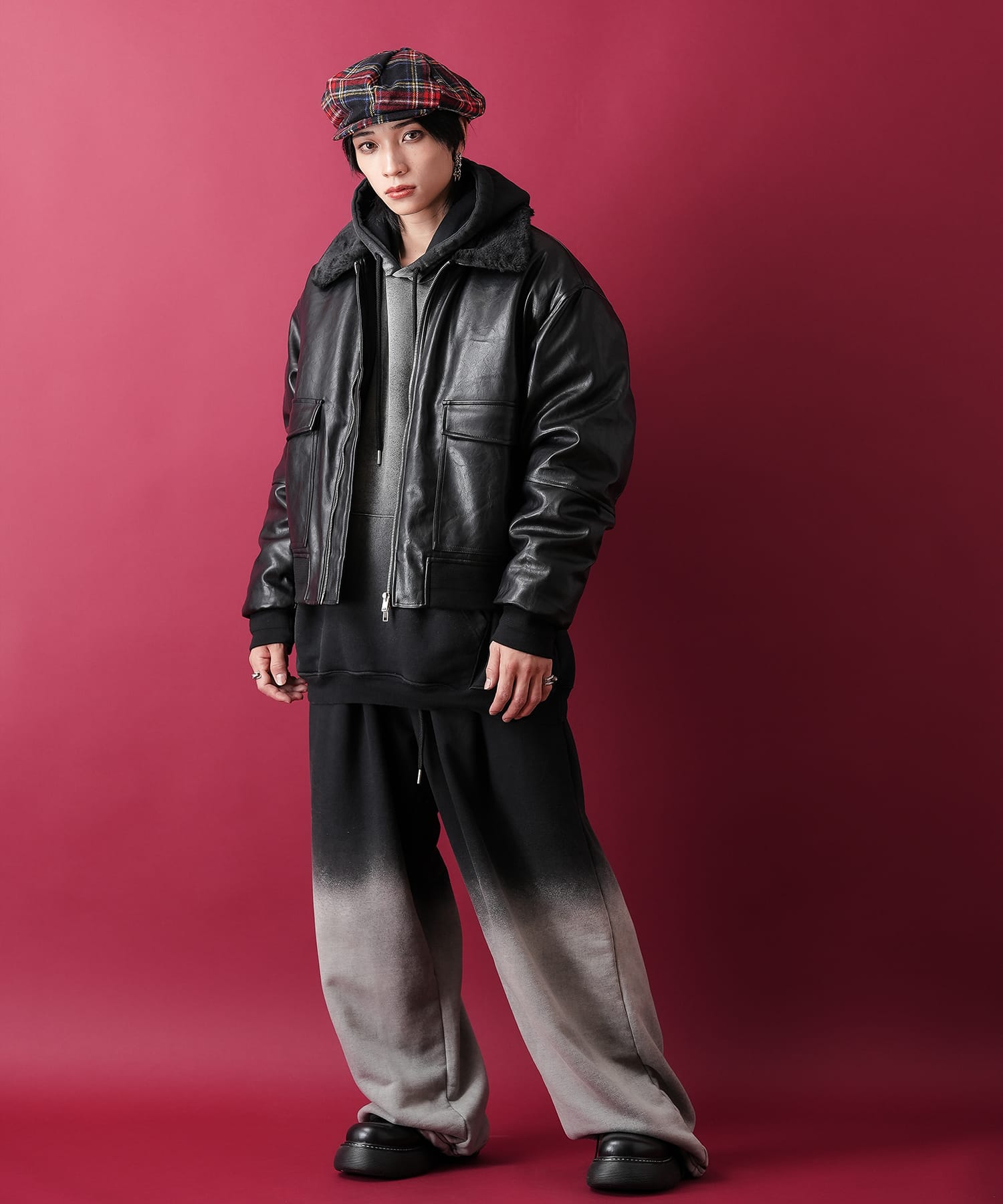 ファー襟合成皮革G-1フライトジャケット / ブルゾン メンズ レディース