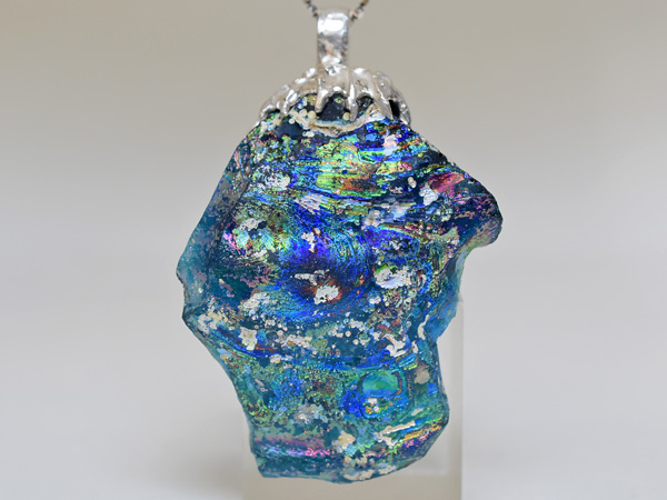 古代ローマンガラスペンダントトップ トンボ玉 アフガン出土 2412