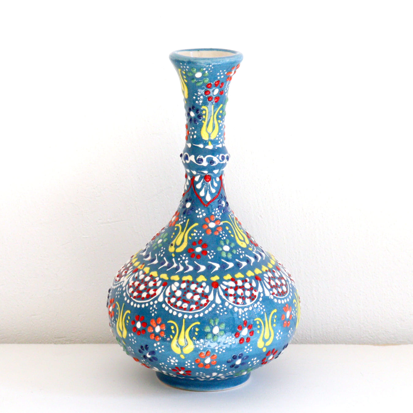 トルコ陶器 花瓶 一輪挿し フラワーベース 高さ20×直径12cm フラワー