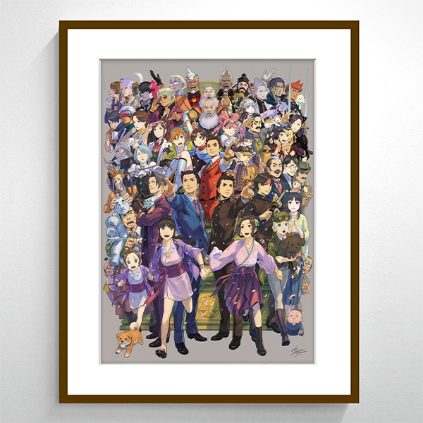 逆転裁判 特別法廷 直筆サイン入り額装グラフィックアート 2008成歩堂御剣