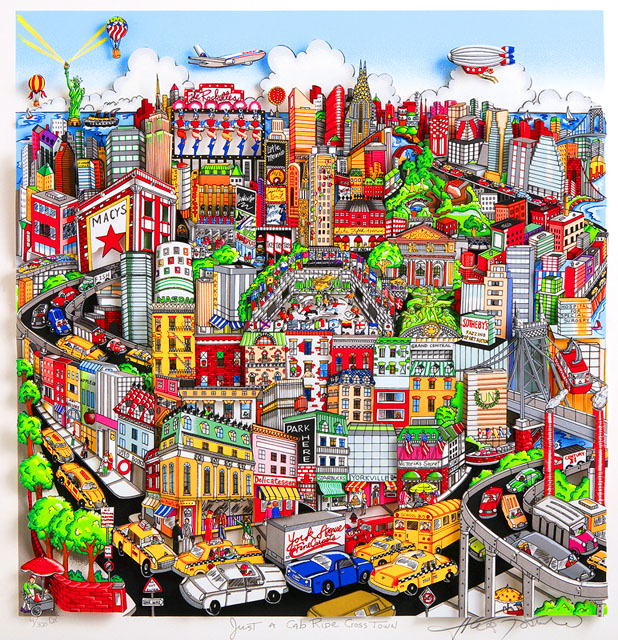チャールズファジーノ3D シルクスクリーンニューヨークの街並み