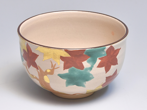 模乾山楓葉図茶碗 三浦竹軒（造）共箱 | 古美術ささき
