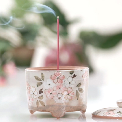 香炉 有田焼 染錦椿絵 かぶ型の通販 - お香専門店香源