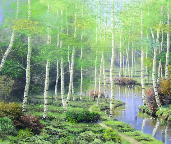 F20 早瀬遼 油彩 白樺林 楽天市場】絵画 油絵 白樺林 F20号 （早瀬遼