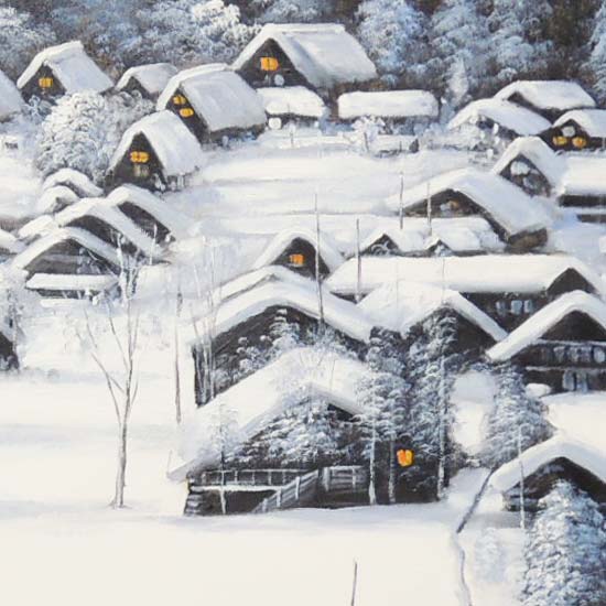 絵画 油絵 白川郷 F20号 （原田信夫） 送料無料 【肉筆】【油絵