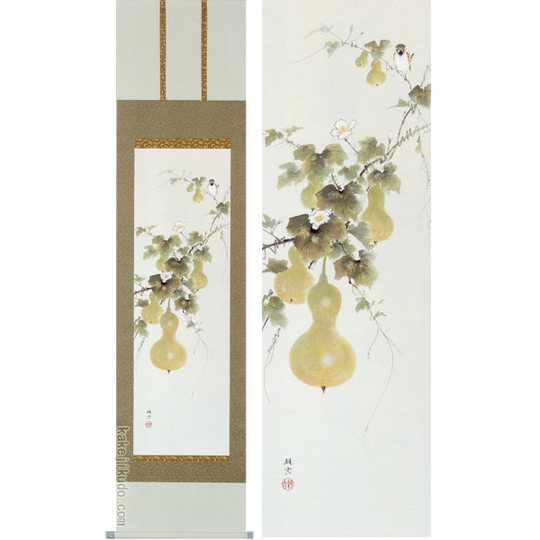 100】「一家全慶」 佐藤純吉作 掛軸 にわとり 100】「一家全慶」 佐藤